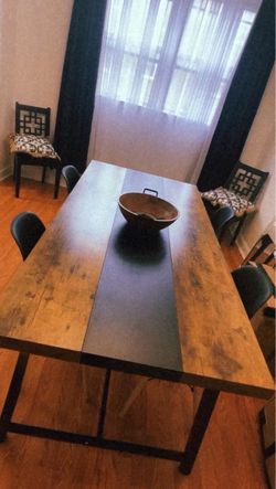 Rustic Wood and Epoxy Dining Table