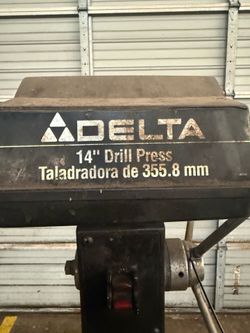 Delta Model 14-070 14" Drill Press, Floor Model, (12) Speeds, Drill Chuck, 115 Volt Single Phase Equipped With:  3" Hand Quill Feed, 11/5" Square Tilt