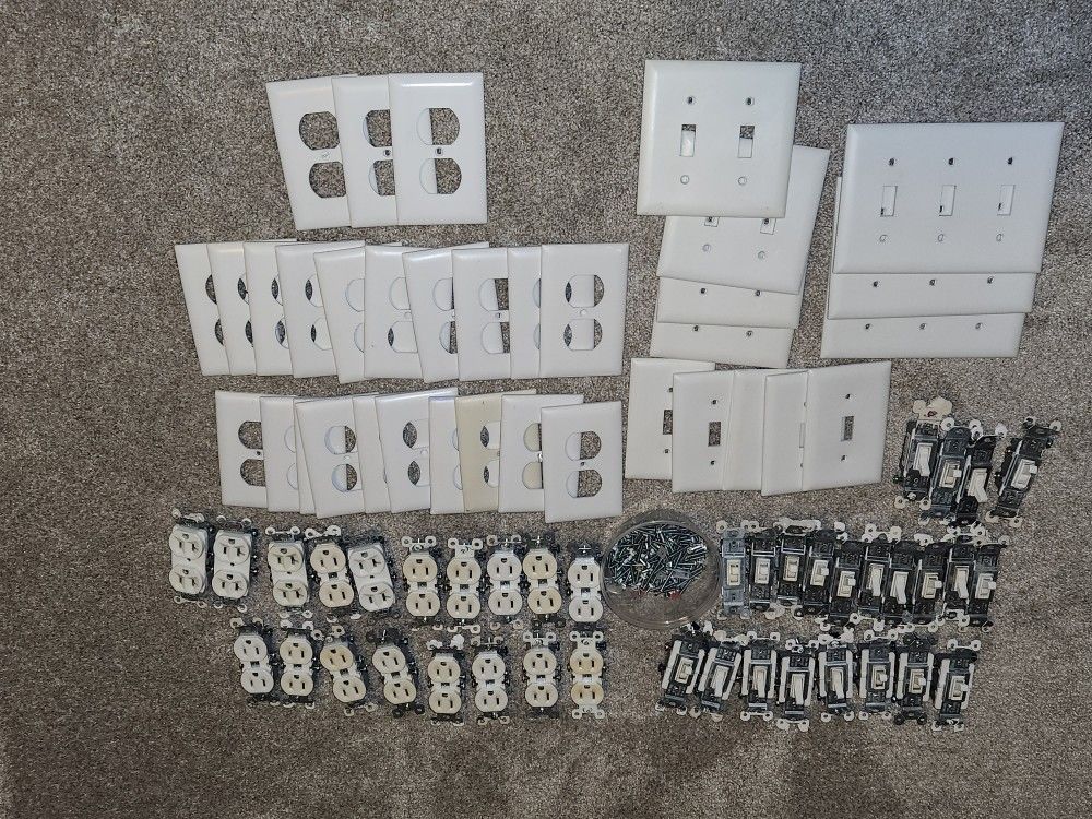 Lot Outlets And Switches With Covers And Hardware