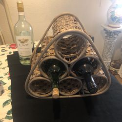 Vintage Bohemian Tiki Vibe Bentwood Wine Rack Read Description 