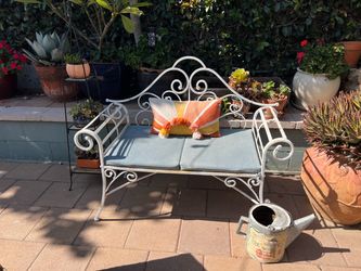 Cute White Wrought Iron Garden Bench