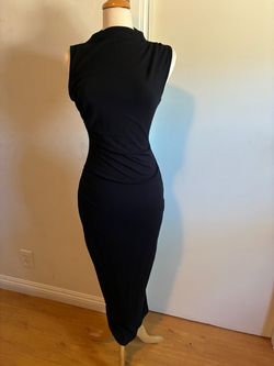BTFBM Black Mock Neck Sleeveless Ruched Bodycon Maxi Dress - Small