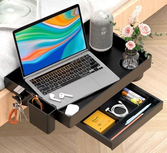 Folding Bedside Shelf, Bunk Bed Shelf Organizer for Top Bunk, Drawer & Cup Holde