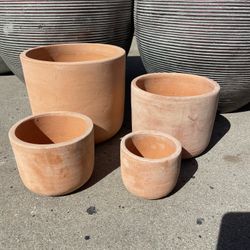 Terracotta Cylinders Planters-Tuscan Terracotta Pots ($45 set of 4)