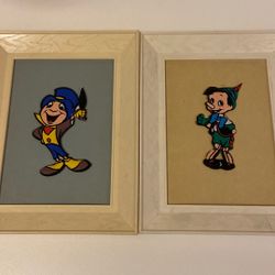 Disney Framed Jiminy Cricket And Pinocchio Character Frames.