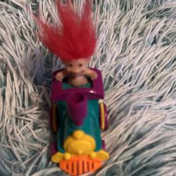 Troll Doll 2" Tall Russ Push Pull Trolls on the Go Train Red Hair