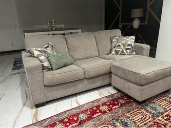 Modern Beige 3-Seat Couch/Sofa with Ottoman / Reversible Chaise