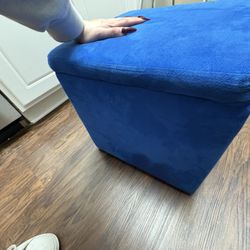Bright blue storage ottoman