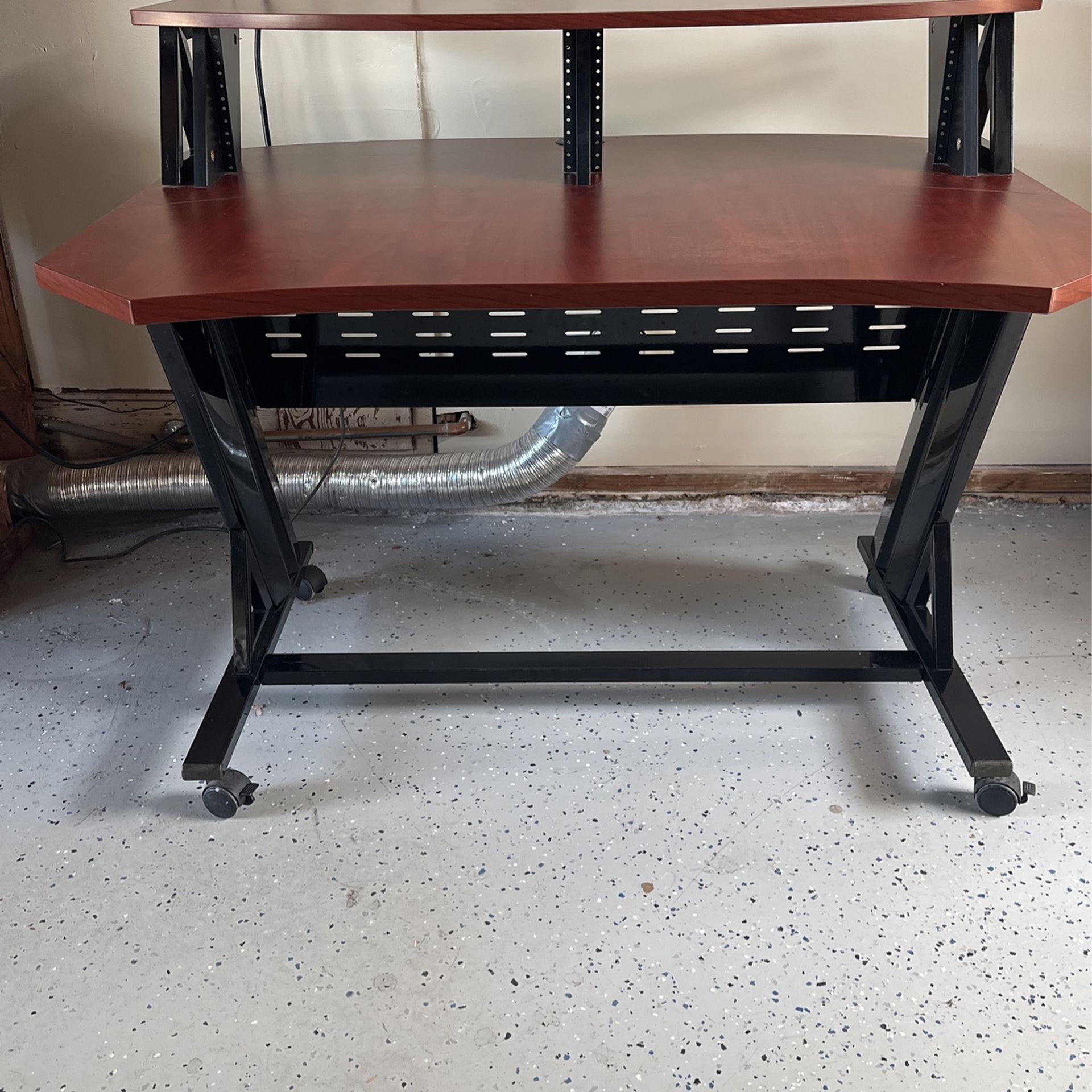 Studio Trends 46" Studio Desk With Dual 4 RU Racks Cherry for Sale in