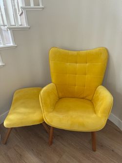 Yellow Chair with Stool