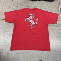 vintage ferrari nascar car racing hot rod red shirt size xl
