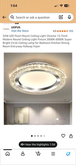Flush Mount Ceiling Light Chrome 15.7inch Modern Round Ceiling Light Fixture #437