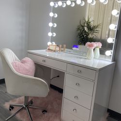 Makeup Vanity with Bluetooth Mirror separate accessories