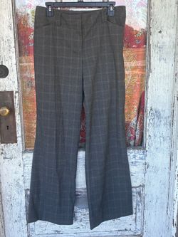 Ann Taylor Size 8 Curvy Fit Gray Plaid Trousers