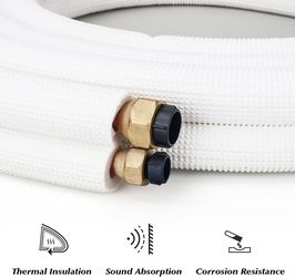NEAGLORY 25 Ft Mini Split Line Set, 1/4" & 3/8" O.D. Twin Copper Tubing Insulated Coil Copper Pipes HVAC #2959TT3