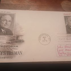 Vintage First Day Of Issue 1975 Cover Commemorative Harry S. Truman Or 33rd. President Of The United States For Sale.
