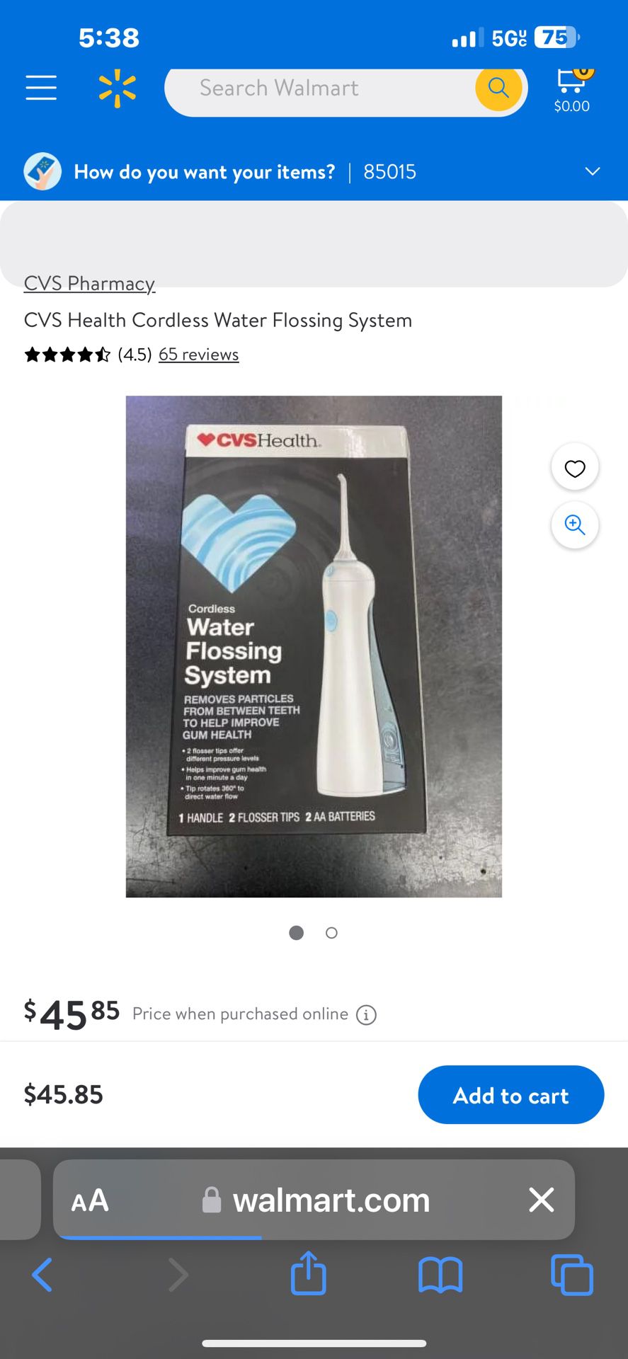 cvs health cordless water flossing system new