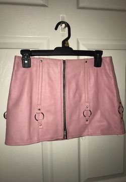 Hot pink leather skirt