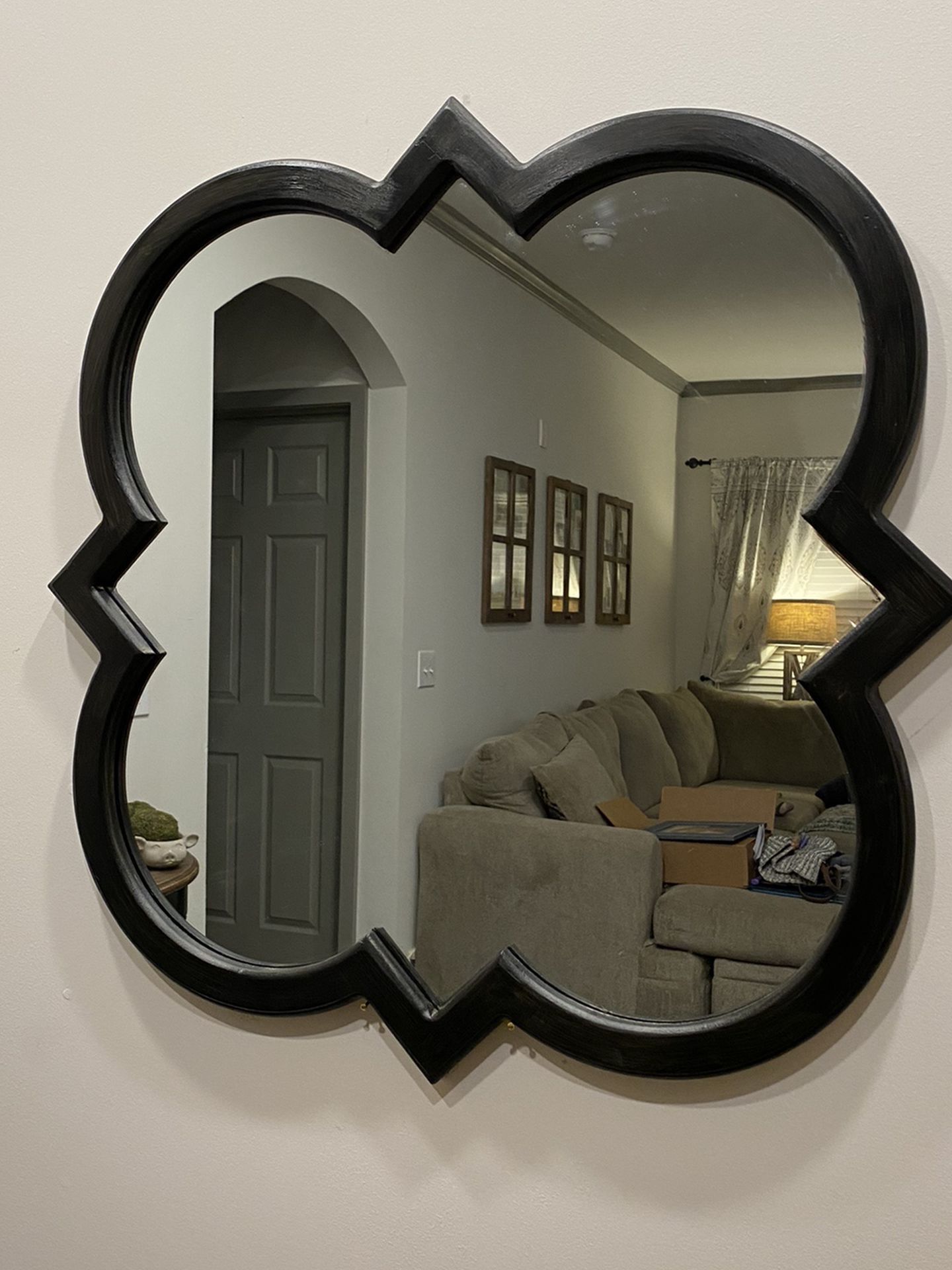 Black Chalk Painted Mirror For Sale