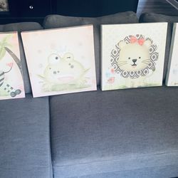 👧🏻 Girls 🧒 Room Safari FRAME 4 Lion 🦁 Frog 🐸 Giraffe 🦒 Zebra 🦓 16”x 16”