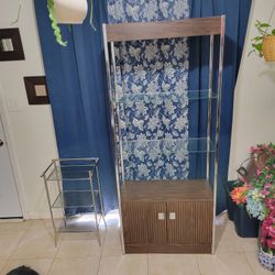 Midcentury Glass Shelf And Side Table