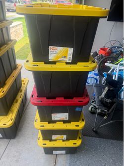 5 storage boxes tote bins