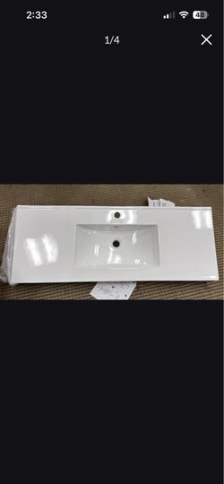 48 in White Vanity Top with Integrated Sink – Single Basin Bathroom Countertop