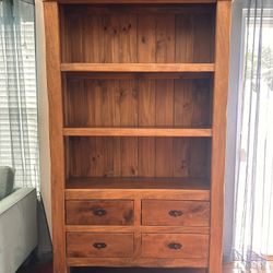 Solid Wood Bookshelf And TV Console