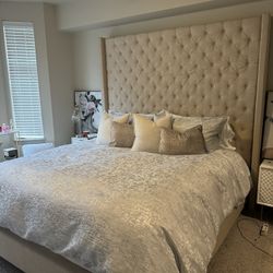 Upholstered Wingback Bed