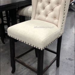 Beige Wingback Counter Ht Chairs Set Of 2 Brand New In Box 
