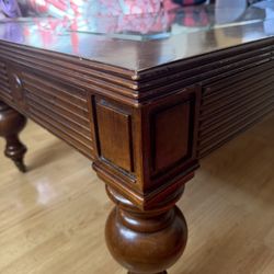 Wood And Glass Coffee Table With Drawers