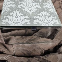 Glass Decorative Box With Black Velvet Interior 