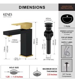 (Brand New in Box)  KENES Single Handle Bathroom Sink Faucet, Black and Gold Bathroom Faucets Single Hole, Vanity Faucet with Pop Up Drain and Supply 