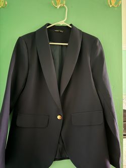 SHEIN Navy Blue Blazer with Gold Button