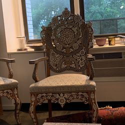 Moroccan Inlaid Mother Of Pearl Chairs 