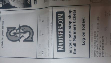 2 tix to todays game