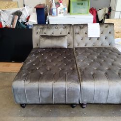Gray Velvet Chaise Lounge Chairs (Indoor)