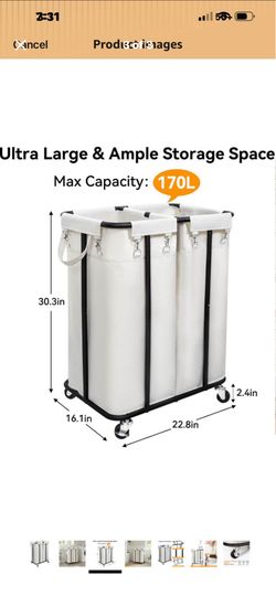 Laundry hamper on wheels