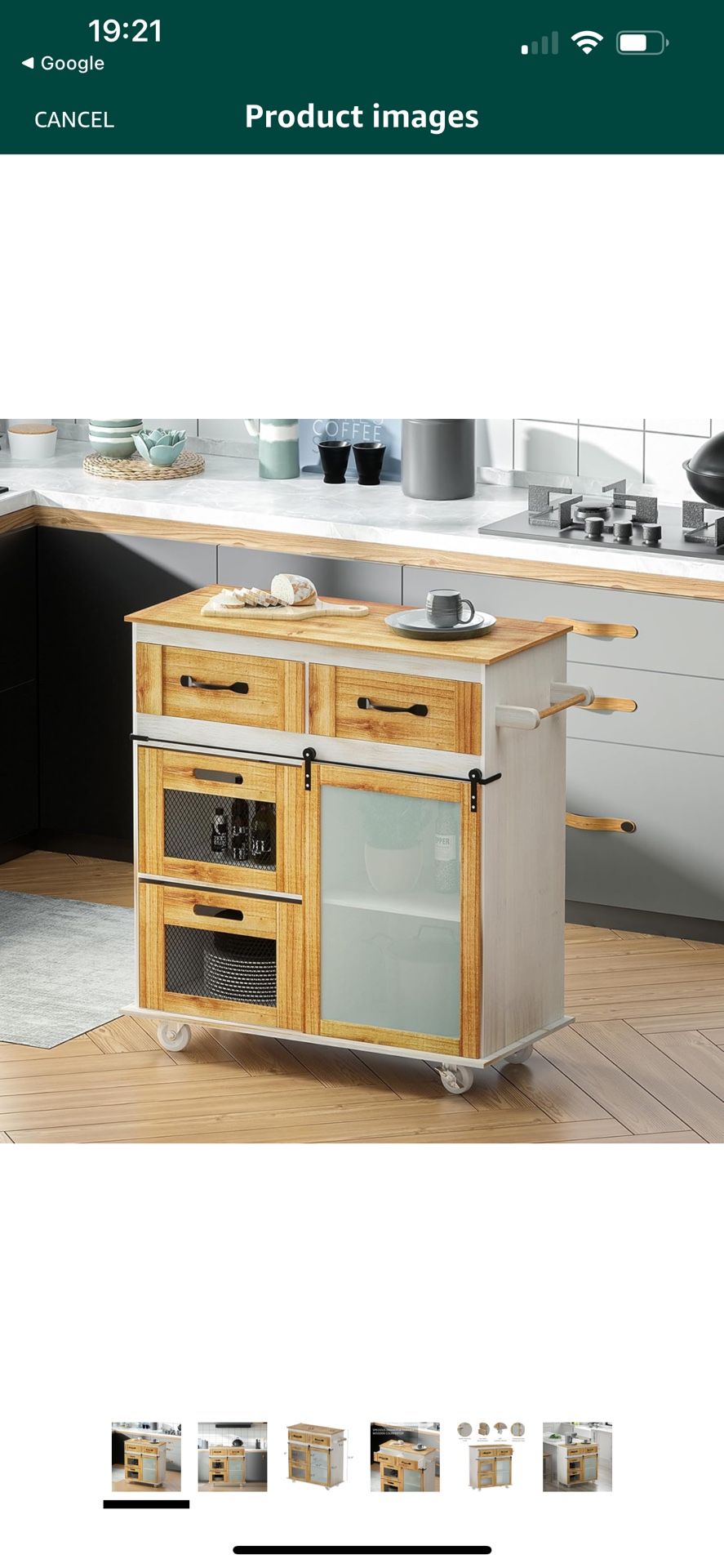 Visionwards Kitchen Cart Kitchen Island on Wheels with Storage, Rustic Small Rolling Kitchen Island Cart
