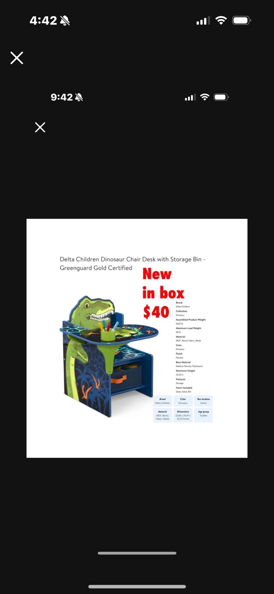 New in box Delta Children Dinosaur Chair Desk with Storage Bin - $40 cash only East Palmdale