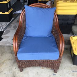 Rattan Wood Chair With Cushions 32 Inch Wide And 38 Inch Tall