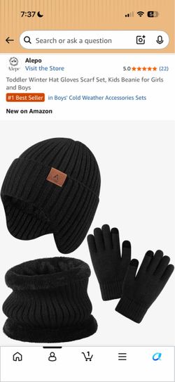Brand new unopened package winter hat gloves scarf set, size 2-8 years old kid