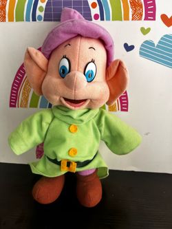 DISNEY DOPEY 11 INCH SOFT DOLL PLUSH FROM SEVEN DWARFS - NEW CONDITION - 1993 Mattel