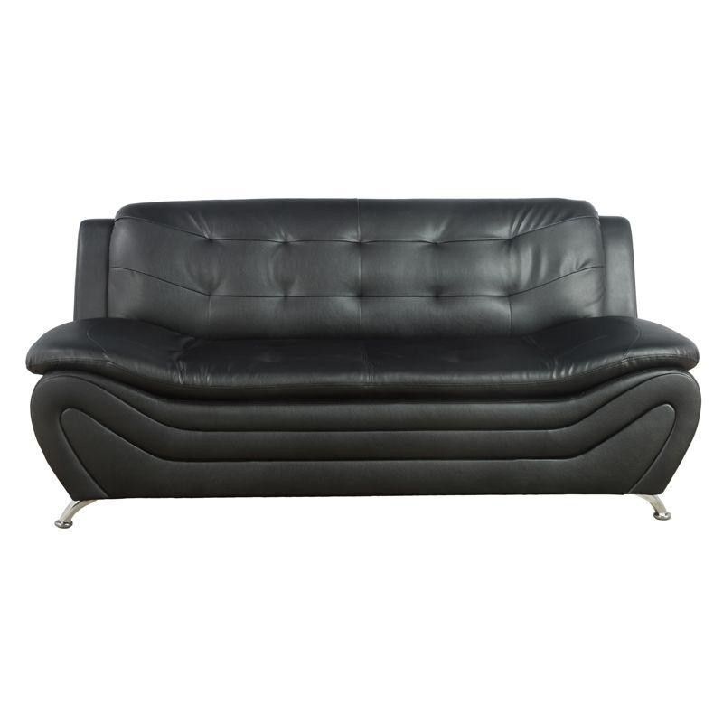 Black leatherette sofa couches household living area home furniture sale