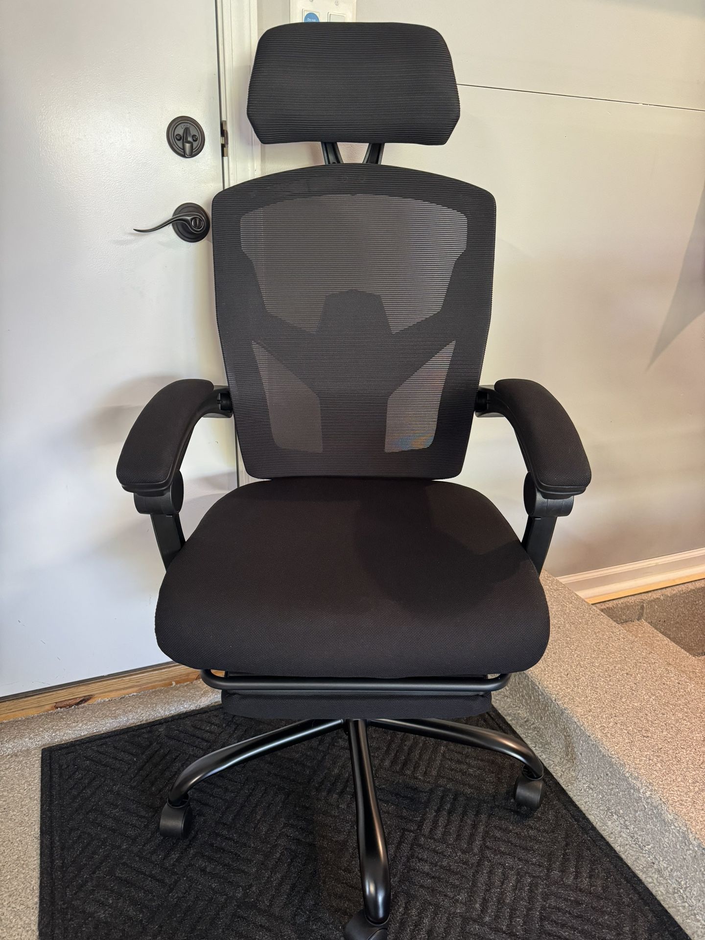 Brand New Black Mesh Tall Back Reclining Gaming Chair w/Slide Out Footrest 