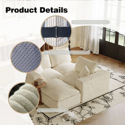 108 Cloud Sectional Couch with L-Shape Chaise, Left-right interchangeable,Modern Modular Sofa with Deep Seat, Upholstered Couches for Living Room Bedr