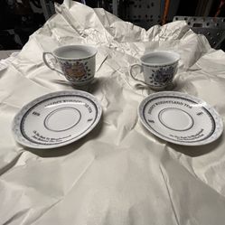 Disney Alice In Wonderland Tea Cups W/plates