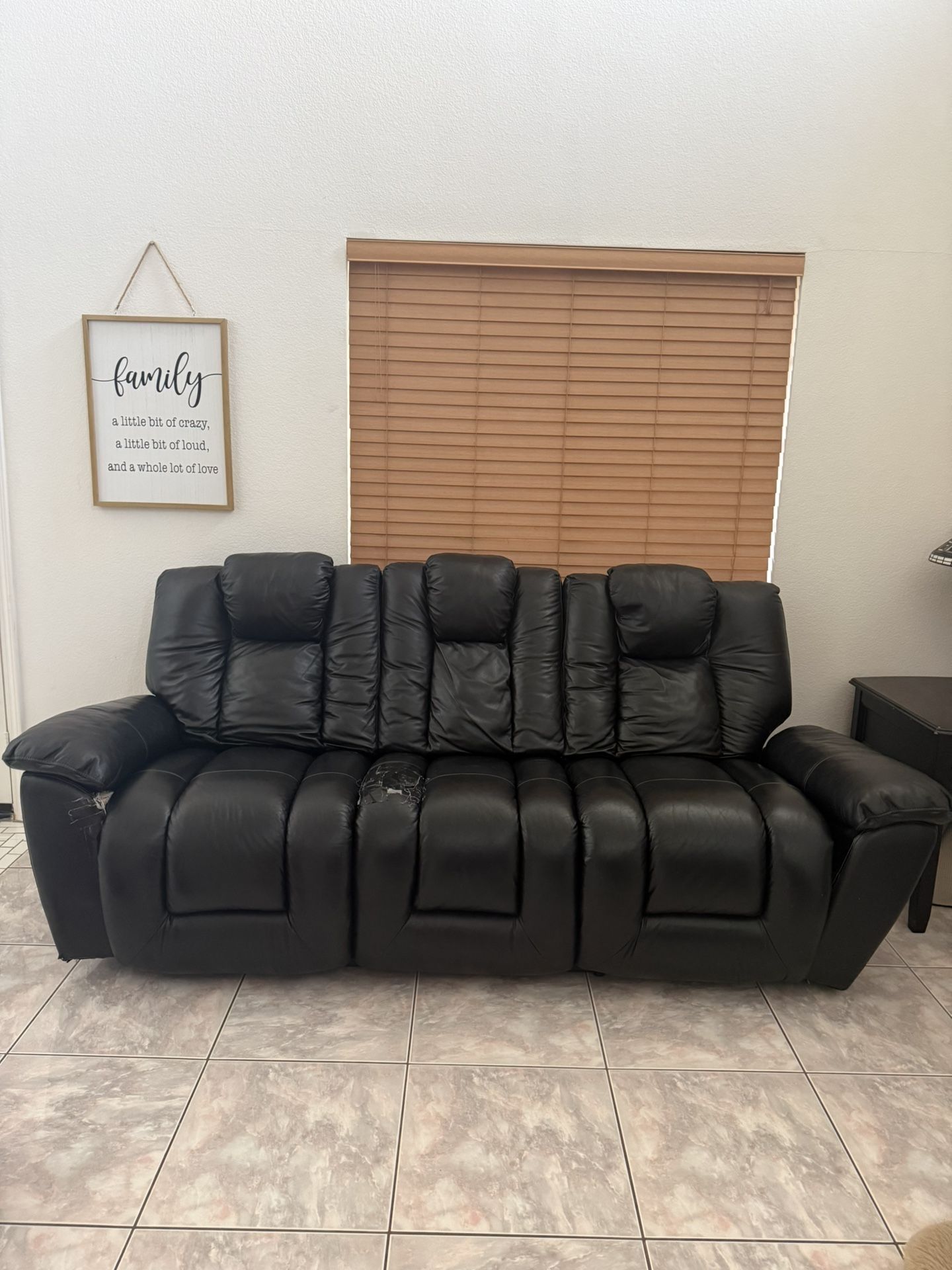 Dual Power Reclining Leather Couch