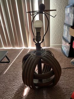 Vintage Boho Rattan Orb Table Lamp