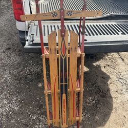 Antique Wood Sears Snow Sled 